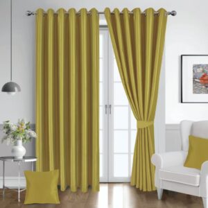 Olive Green Blackout Curtains – Thermal Eyelet Drapes with Tiebacks, 2 Panels for Bedroom & Living Room