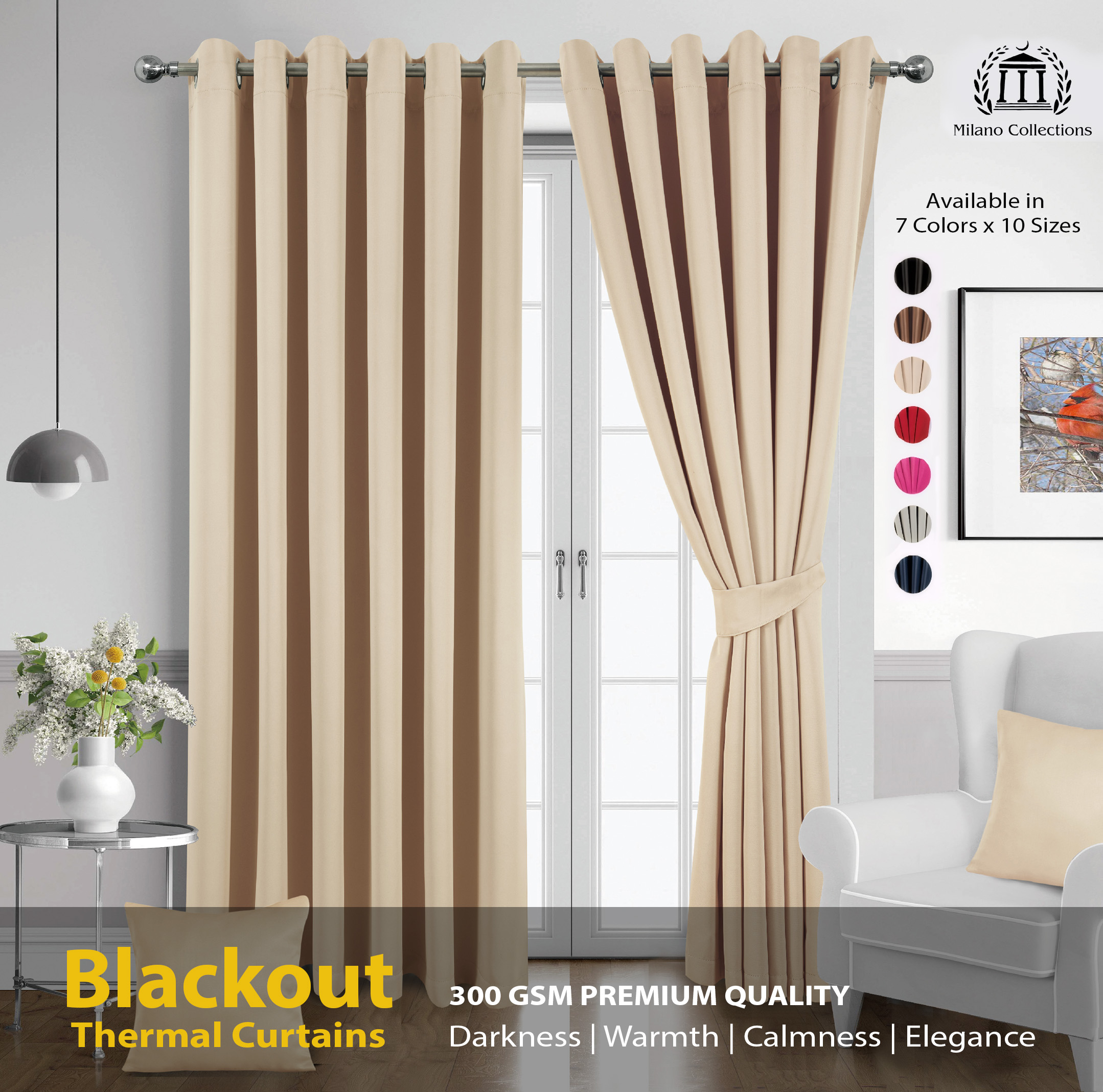 Blackout Curtains – Thermal Insulated Eyelet Drapes with Tiebacks, 2 Panels for Bedroom & Living Room - Image 8