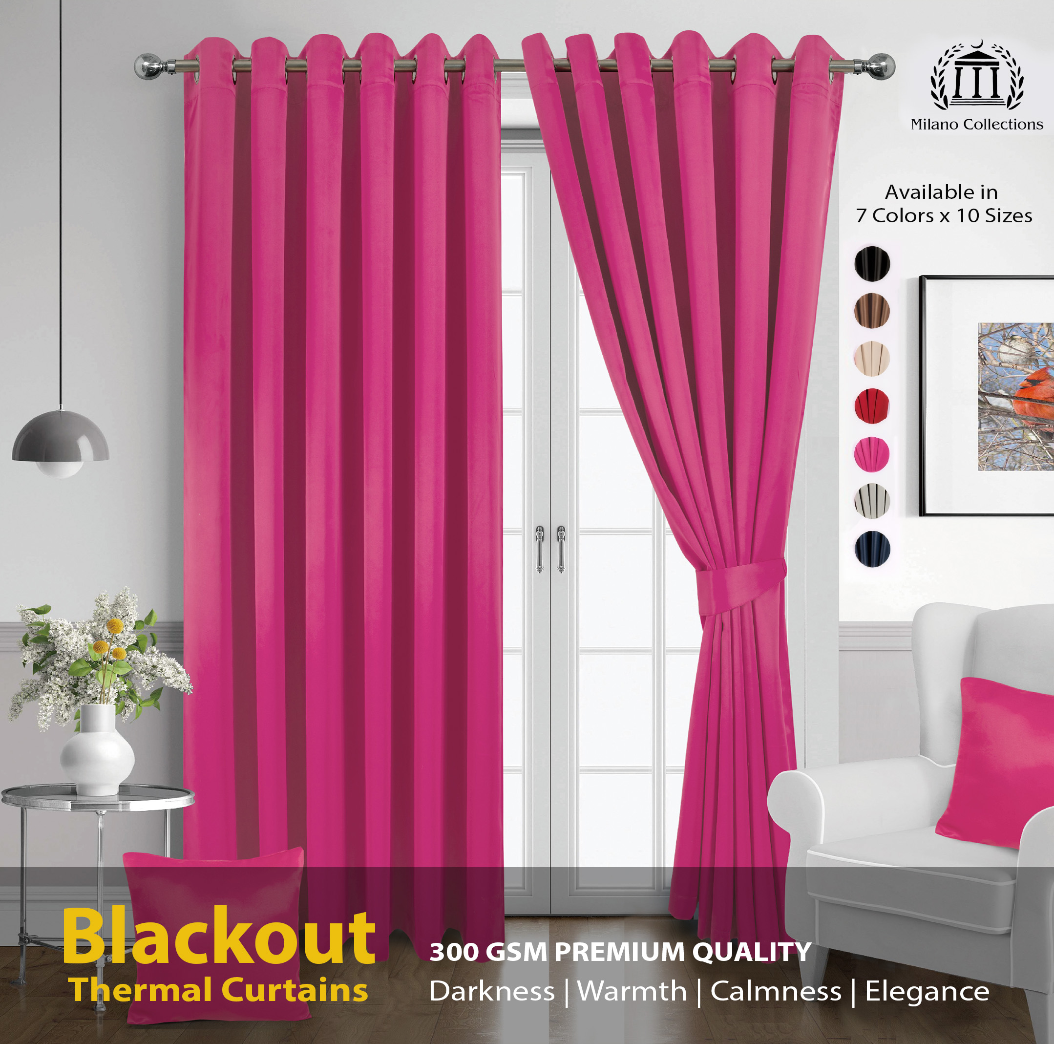 Blackout Curtains – Thermal Insulated Eyelet Drapes with Tiebacks, 2 Panels for Bedroom & Living Room - Image 6