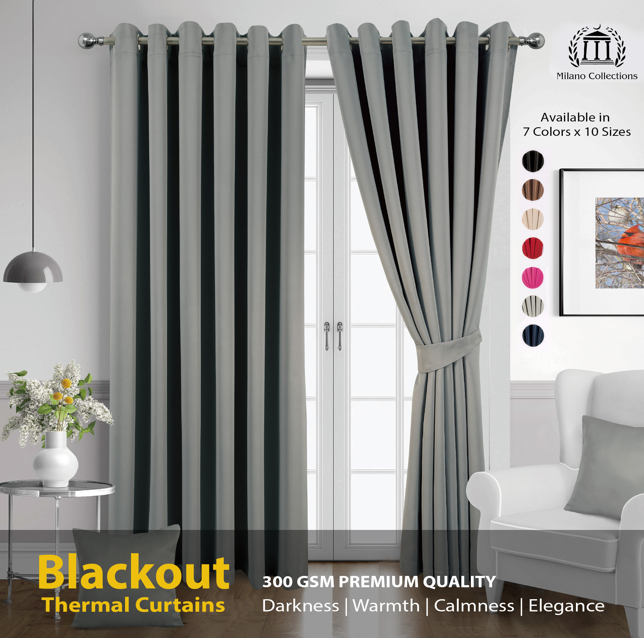 Blackout Curtains – Thermal Insulated Eyelet Drapes with Tiebacks, 2 Panels for Bedroom & Living Room - Image 5